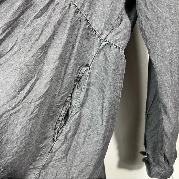 Time & True Dark Silver Gray Button Down Midi Length Long Sleeve Shirt Dress XXL - Picture 6 of 7